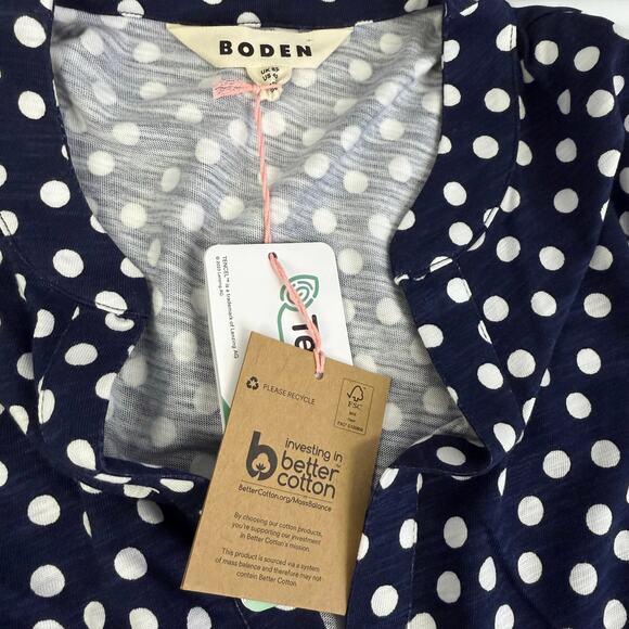 Boden Navy Polka Dot Long Sleeve Dress Size 4P NWT Tencel Cotton Blend - Picture 4 of 9